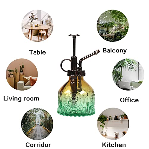 TOMEX Glass Plant Mister Spray Bottle 200ML Watering Bottle with Top Pump Watering Can for Indoor Outdoor House Plants,Flowers (Brown-Green) - color: Brown-Green