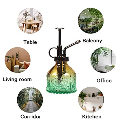 TOMEX Glass Plant Mister Spray Bottle 200ML Watering Bottle with Top Pump Watering Can for Indoor Outdoor House Plants,Flowers (Brown-Green) - color: Brown-Green