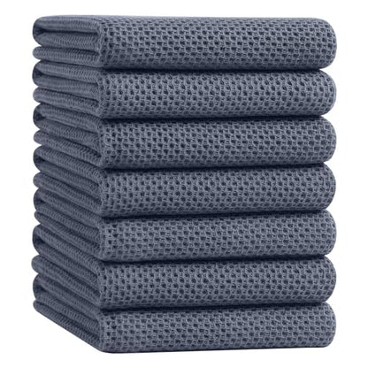 Homaxy 100% Cotton Oversized Waffle Weave Kitchen Towels, 7-Pack, Dark Grey | 20 x 28 Inches, Ultra Soft Absorbent Dish Towels, Quick Drying Large Cleaning Towels - color: Dark Grey, size: 20 X 28 - 7 Pack