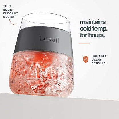 luxail Wine Glasses, Plastic Wine Glasses Set of 4, Wine Gifts, Double Wall Insulated Freezer Tumbler, Stemless Freezer cups for Red and white Wine, 8.5 Oz, Grey - color: Grey 4 Pack
