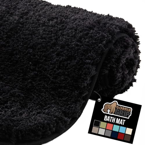GORILLA GRIP Bathroom Rugs, Ultra Soft Absorbent Mat, Thick Plush Bath Rug, Machine Washable, Microfiber Quick Dry, Mats for Shower, Bathtub and Floor, Home Decor Accessories, 24x17, Black - color: Black, size: 24" X 17"