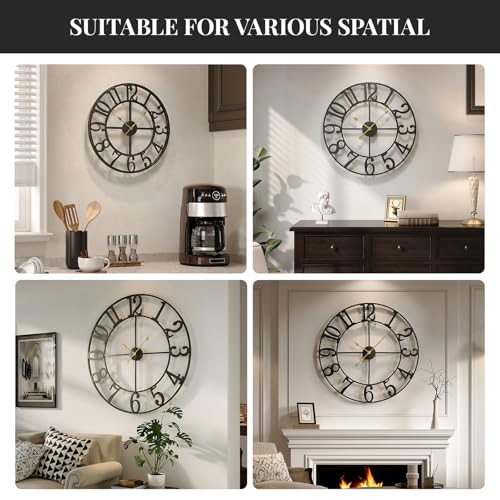 20 Inch Black Wall Clock, Battery Operated Round Clock, Arabic Numerals - color: Black Arabic Number, size: 20 Inch