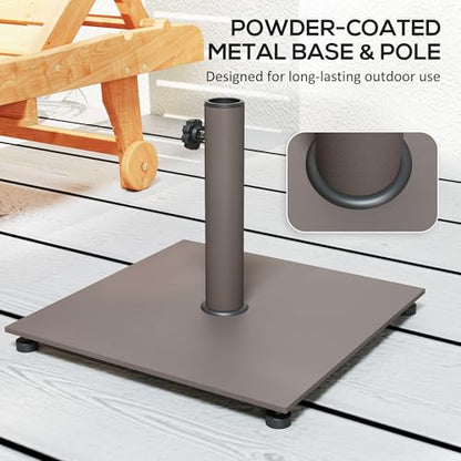 Outsunny Flat Patio Umbrella Base 29 lbs for 1.5"/1.9" Poles Brown | Square Metal Patio Umbrella Stand Base Holder, Adjustable Foot Pads, Heavy Duty, Outdoor Lawn Poolside - color: Brown