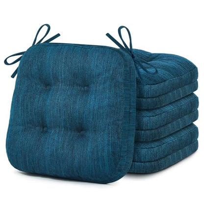 Shinnwa Dining Chair Cushions Set of 4, Dual-Layer Memory Foam Kitchen Chair Cushions, Patented Design Seat Pads with Ties, 16.5 x 16.5 x 3.5in, 4 Pack, Navy Blue - color: Navy Blue, size: 4 Count (Pack of 1)