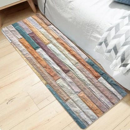 Non-Skid Low Pile Sponge Foam Door Entry Rug for Bathroom Mat,Separate Tub Shower Skid Proof Rugs, Home 3D Optical Illusion Rug Non Slip Bath Mats Welcome Mat 47 x 17.5 inches - color: Multi14