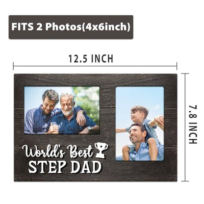 Gifts for Step Dad Fathers Day, Stepdad Gifts from Step Son 3D Photo Frame Hold 4x6 Inches Two Photos, Best Step Dad Ever Gift Gag Birthday Gift for Him from Step Daughter on Father's Day - color: Step Dad