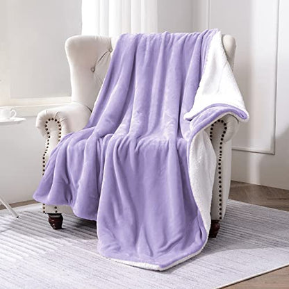 Sherpa Fleece Throw Blanket, Lilac, 50x60 inches | Double-Sided Super Soft Luxurious Plush Blanket Throw Size - color: Lilac, size: 50"×60"