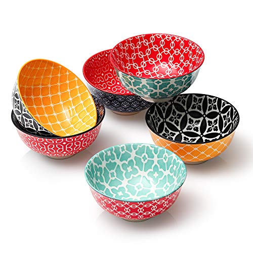 DOWAN 10 oz Small Bowls Set of 6 - Ceramic Ice Cream Bowls, Small Dessert Bowls for Cereal, Snacks, Dipping Bowl for Kirchen, Decorative Bowls, Dishware and Microwave Safe, Portion Control Bowl - color: Multicolor, size: 10 OZ