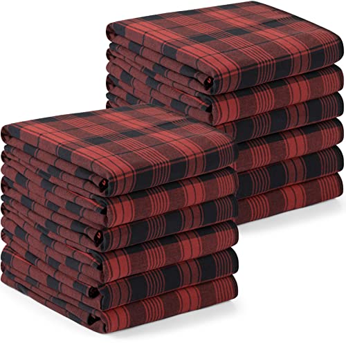 Utopia Towels Red & Black Dish Towels [12 Pack - 15 x 25 Inc] 100% Cotton | Highly Absorbent & Reusable Cleaning Bar, Tea, Kitchen and Dishcloths Set - 200 GSM - color: Red & Black