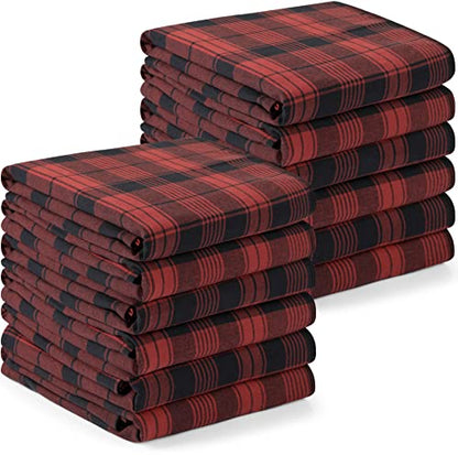 Utopia Towels Red & Black Dish Towels [12 Pack - 15 x 25 Inc] 100% Cotton | Highly Absorbent & Reusable Cleaning Bar, Tea, Kitchen and Dishcloths Set - 200 GSM - color: Red & Black