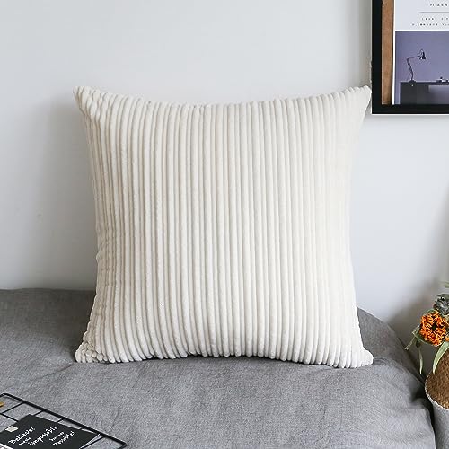 UGASA Velvet Soft Solid Decorative Square Throw Pillow Covers Cushion Case for Sofa Bedroom, 1 Pc, 18x18Inch (45x45cm), Cream - color: Cream, size: 18" x 18" (Pack of 1)