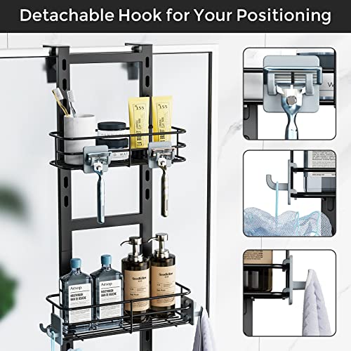 ODesign 3-Tier Over the Door Shower Caddy Hanging,Black | Shower Organizer Hanging,Over the Door Shower Rack Organizer Rustproof,Bathroom Rack Hanging for Shampoo,Soap,Razor