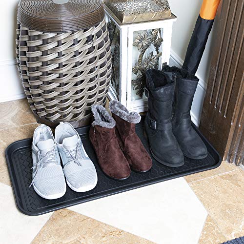Ottomanson Multipurpose All Season Boot Tray Mat, Reusable Pee Pad For Dogs, 15" x 30" - color: Black, size: 1'3" x 2'6" (Tray)