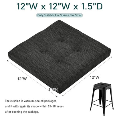 baibu 12 Inches Memory Foam Square Seat Cushion Set of 2, Dual-Layer Design Bar Stool Square Seat Cushion with Ties - 2 Pads Only, Gray-Black (12" (30CM)) - color: Gray-black, size: 12x12x1.5 Inch (Pack of 2)