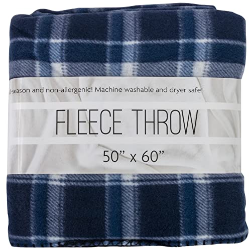 Trail maker 50x60 Throw Blankets, Plaid Fleece Throw Blankets for Bedroom, Couch, Livingroom, Chair, Pets, Outdoors - color: Blue