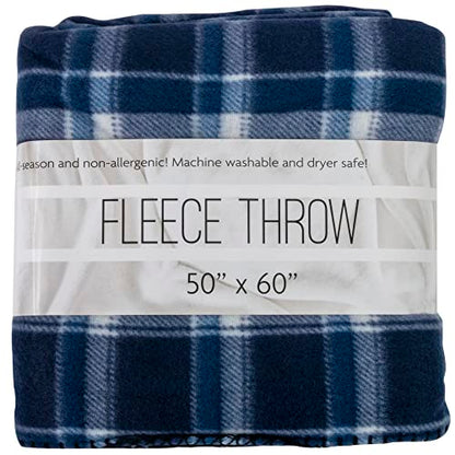 Trail maker 50x60 Throw Blankets, Plaid Fleece Throw Blankets for Bedroom, Couch, Livingroom, Chair, Pets, Outdoors - color: Blue