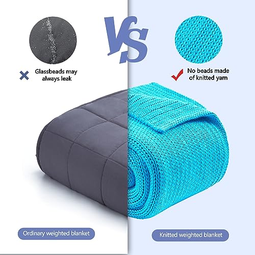 L'AGRATY Knitted Weighted Blanket - 60"x80" 15lbs Cooling Chunky Knit Heavy Blanket for Adults Braided Crochet Throw Thick Cable Yarn Knit Decorative No Beads Evenly Weighted Machine Washable | No Beads Evenly Weighted Machine Washable Chunky Braided Croc