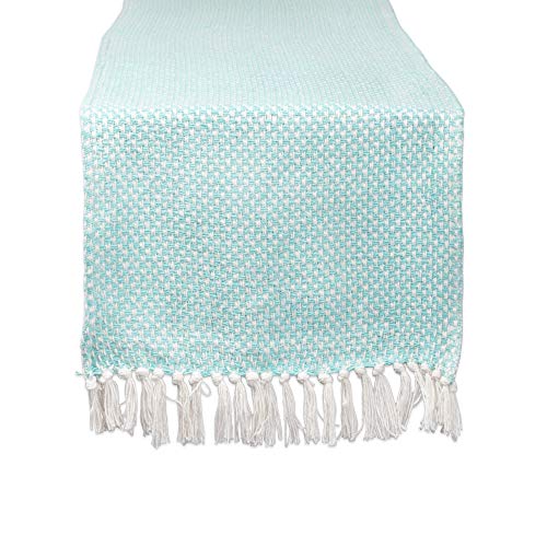 DII Woven Basics Collection 100% Cotton Knit Table Runner, 15x72, Aqua - color: Aqua, size: 15x72"