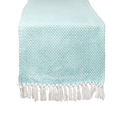 DII Woven Basics Collection 100% Cotton Knit Table Runner, 15x72, Aqua - color: Aqua, size: 15x72"