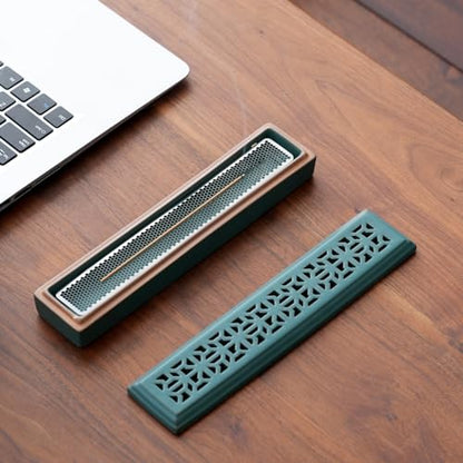 CEREMONY Incense Holder for Sticks, Ceramic Insence-Stick Holder Ash Catcher, Incense Holder Timkburner for Meditation Yoga Spa Room Incense Holder (Mesh-Green) - color: Mesh-green