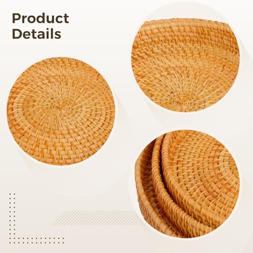 3-Pack Woven Decorative Baskets with Autumn Vine, Nesting Bowls for Bread, Fruits, and Home Decor