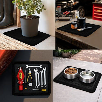 Croft&Cane Rubber Boot Tray - 2 Pack Black 16x18 inch Waterproof Shoe Tray | Heavy Duty Big Foot Indoor Outdoor Boot Mat with Raised Edges - Slip Resistant Entryway Garage Pet Feeding Multi-Purpose Mat - size: 2 Pack Boot Tray-16x18 Inches
