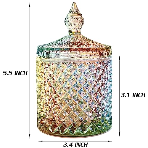 Colorful Crystal Glass Candy Snack Barrel Storage Jar Embossed Luxury Cookie Buffet Canister With Lids Jewelry Box Jar Biscuit Containers - color: Small Cylinder