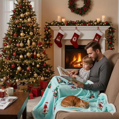 Catalonia Christmas Elf Sherpa Throw Blanket, Xmas Theme Throws, Plush Fleece Couch Blanket, Super Soft, Comfy, Cozy, Fluffy, Ugly - color: Xmas Elf Green, size: 50"x60"