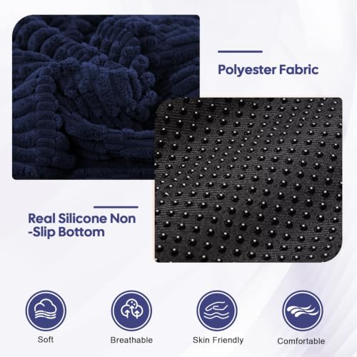 idee-home Recliner Cushions with Lumbar Support Pillow Set for Elderly | 20x20x5 Inch Recliner Seat Cushion Tufted, Large Square Seat Cushion Non-Slip Reduce Hip & Lumbar Pain - color: Navy Seat&lumbar
