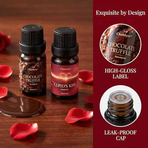 Date Night Essential Oils Set for Diffusers for Home 6 x 10 ml | Red Rose,Chocolate Truffle,Sweet Love,Love Potion,Cupid's Kiss & The Heart – for Diffuser,Candle,Soap Making - color: Red