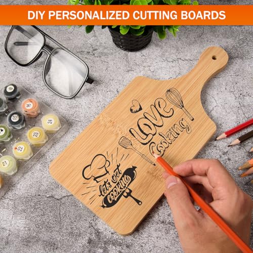 AWIZOM 6 Pcs Small Bamboo Cutting Board Bulk 11x5 Inch Personalized Wood Chopping Board Customized Laser Engraving Charcuterie Boards for Wedding Mother's Day Housewarming Present,0.39" Thick