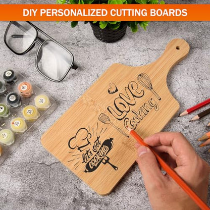 AWIZOM 6 Pcs Small Bamboo Cutting Board Bulk 11x5 Inch Personalized Wood Chopping Board Customized Laser Engraving Charcuterie Boards for Wedding Mother's Day Housewarming Present,0.39" Thick