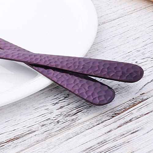 Salad Spoon and Fork Set, 12 Inch Stainless Steel Salad Server, Purple Serving Utensils, Dishwasher Safe, Pack of 2 - color: Purple
