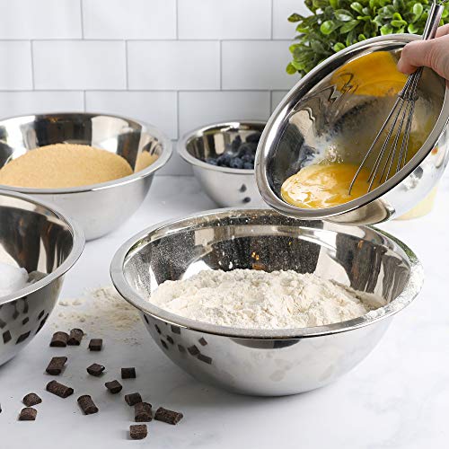 Stainless Steel Mixing Bowls Set, 5-Piece Meal Prep & Food Storage | .75, 1.5, 3, 4 & 5 Quart Metal Mixing Bowls Set for Prep, Serving, Baking & Food Storage, Ecofriendly, Dishwasher Safe - color: Silver