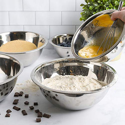Stainless Steel Mixing Bowls Set, 5-Piece Meal Prep & Food Storage | .75, 1.5, 3, 4 & 5 Quart Metal Mixing Bowls Set for Prep, Serving, Baking & Food Storage, Ecofriendly, Dishwasher Safe - color: Silver