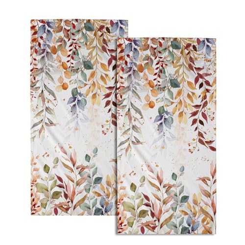 Imiss Colorful Leaves Towels Watercolor Fall Leaf Botanical Decorative Bathroom Towel Set of 2 Multipurpose Bath Guest Towels for Gym,Spa,Hotel Decor,14.4"x 28.3" - color: Colorful Leaves