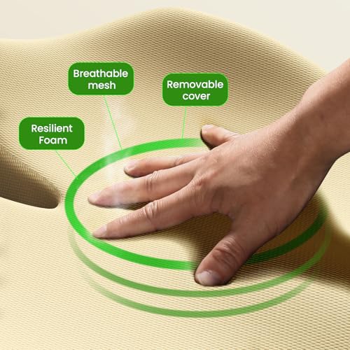 Benazcap Large Seat Cushion for Office Chair, Beige | Memory Foam - color: Yellow
