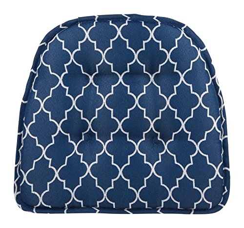 Klear Vu Omega Non-Slip Chair Cushions, Assembled in USA, U-Shaped Skid-Proof Seat Pads for Dining Room, Kitchen, Office, 15"x16" 4 Pack Geo Blue 4 Count - color: Geo Blue, size: 4 Pack