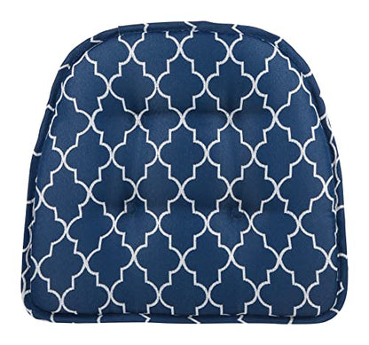 Klear Vu Omega Non-Slip Chair Cushions, Assembled in USA, U-Shaped Skid-Proof Seat Pads for Dining Room, Kitchen, Office, 15"x16" 4 Pack Geo Blue 4 Count - color: Geo Blue, size: 4 Pack