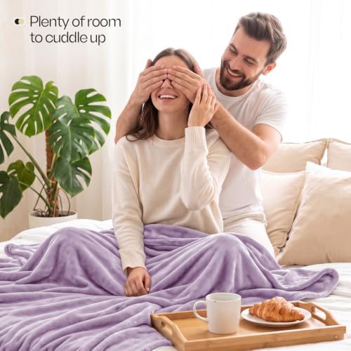 Utopia Bedding Lilac Fleece Blanket Queen Size Fuzzy Soft Anti-Static Microfiber Bed Blanket (90x90 Inch) - color: Lilac, size: Queen (90x90 Inch)
