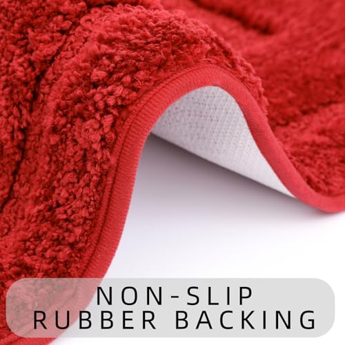 Red Bath Rug Non Slip,Indoor Floor Doormat,20"x32" | Small Area Rug,Bath Mat,Rubber Backed,Soft microfiber,Machine Washable,Bathroom,Entryway,Kitchen,Bedroom - color: Red1