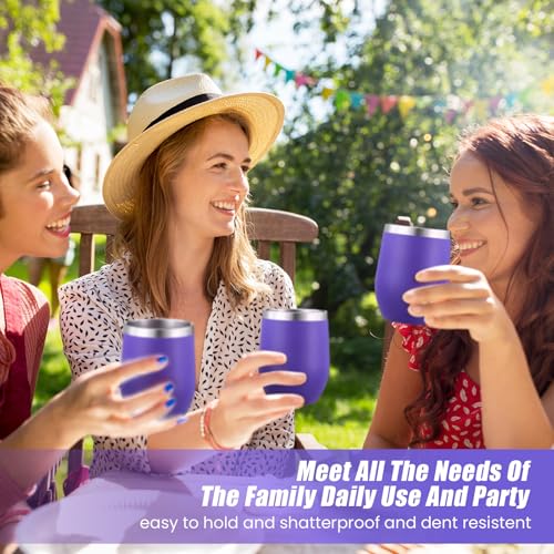 Remagr 16 Pack Stainless Steel Wine Tumblers 12 oz Insulated Vacuum Wine Cup Set Double Wall Stainless Steel Stemless Mug Glasses for Coffee Soda Whiskey Outdoor Travel (Purple) - color: Purple