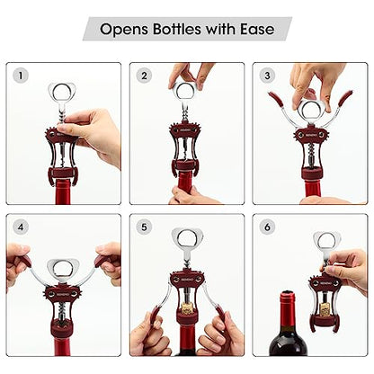 Beneno Wine Opener, Premium Wing Corkscrew Wine Bottle Opener, Purple | Durable Solid Zinc Alloy Body, Precise Sharp-Edged Screw, Ergonomic Non-Slip Grip Wing Handle, Multifunctional Bottle Openers - color: Purple