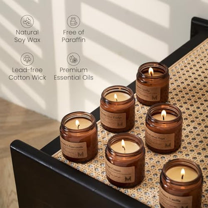M&SENSE 6 Pack Candle Gift Set, Aromatherapy Scented Candle for Home Fragrance, Natural Soy Wax Candles for Stress Relief, Yoga, Long Lasting Small Jar Candle Gift Set for Birthday Housewarming - size: Gift Set