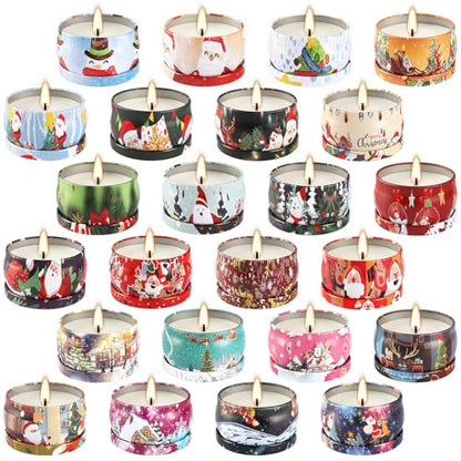 24 Packs Christmas Scented Candles Gift- Aromatherapy Candle-2.5oz Soy Wax-Long Lasting Burn time, Advent,Christmas Thanksgiving Gifts, Home Decor. - color: Red