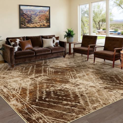 6'x9' Washable Area Rug for Living Room Bedroom Cow Print | Soft Western No Slip Low Pile Print Foldable Indoor for Kitchen Dining Room - color: Abstract/Cowhide, size: 6' x 9' (Rectangular)