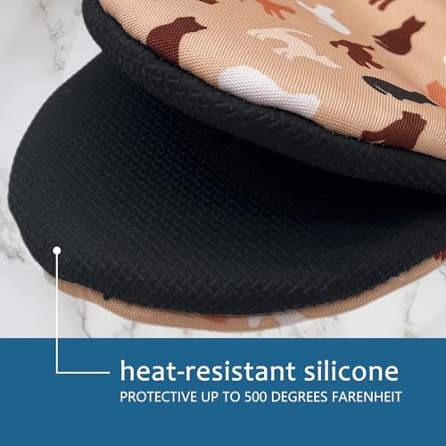 Cute Cat Mini Silicone Oven Mitts 2-Pack Set, Heat Slip Resistant Kitchen Gloves, Soft Short Oven Mittens for Safe Cooking Baking Grilling - color: Cute Cat