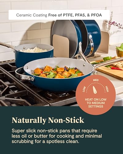 Caraway 24-Piece Non-Stick Ceramic Cookware Set | Fry Pans, Sauce, Sauté Pan, Dutch Oven, Petite Cooker, Stir Fry, Rondeau, Stock Pot, Lids and Storage Organizers, Navy - size: 24pc Set