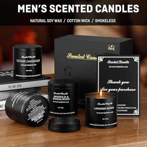 Men’s Scented Candles Set – Soy Wax Aromatherapy Candles for Men, Masculine Scented Candles with Essential Oils, Long Lasting Strong Scent, Luxury Gift Candles for Men,Dad,Him (31oz) - size: 31oz
