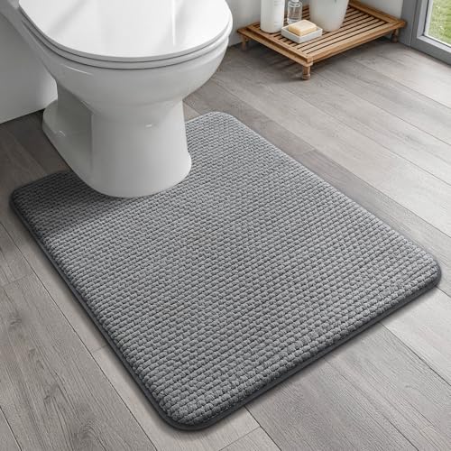 Toilet Rugs U-Shaped 20x24, Extra Thick Soft Absorbent Chenille Contour Bathroom Rugs for Toilet, Dry Quickly, Machine Washable, Non-Slip Bath Mat, Dark Grey - color: Dark Gray, size: 20" x 24" U-shaped